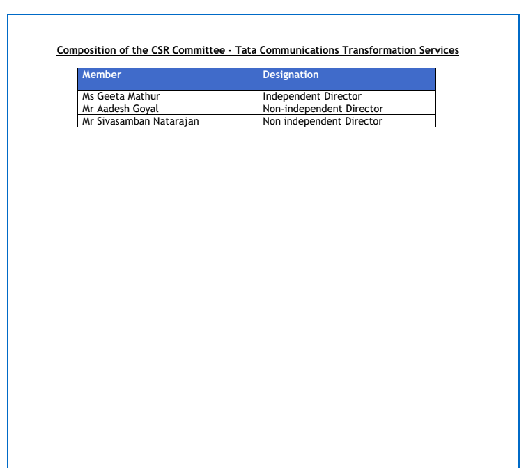 Composition of the CSR Committee